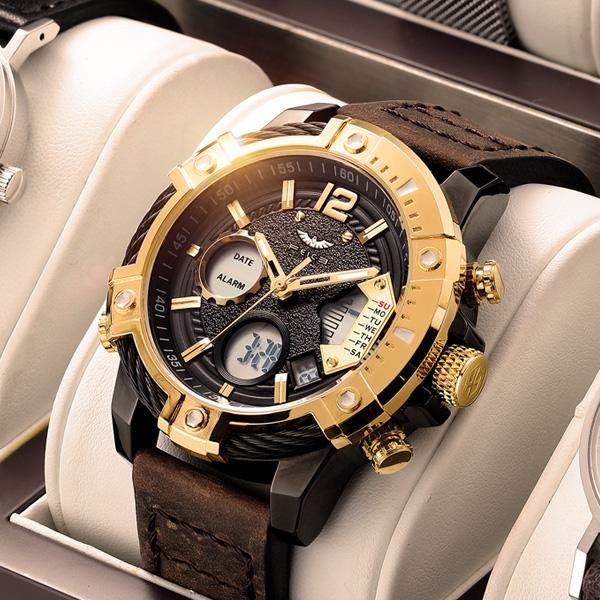 Fashion Men's Watch Large Dial Waterproof Luminous Watch Fashion High-end Multifunctional Sports Dual Time Zone Watch gift set Designer Luxury